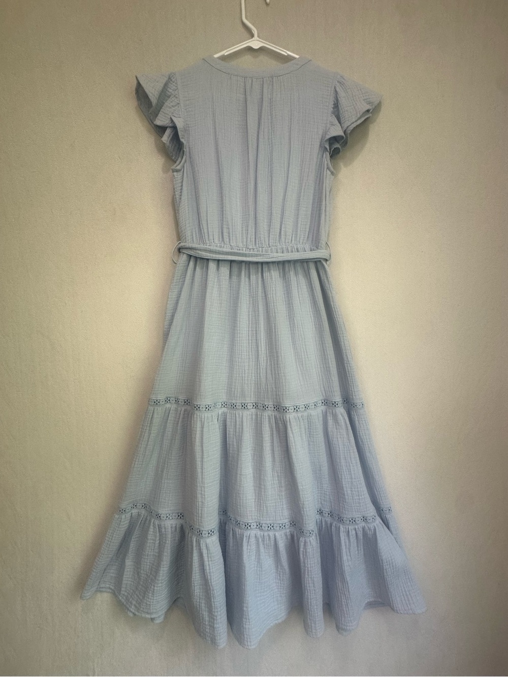 Magaschoni Light Blue Organic Cotton Maxi Dress Sz M Beachy Gauzy Boho Party - Picture 10 of 13
